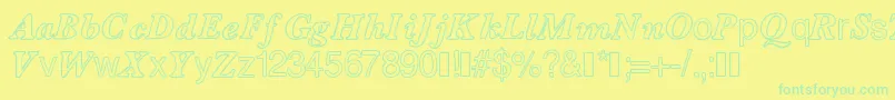 Contourdelettres Font – Green Fonts on Yellow Background