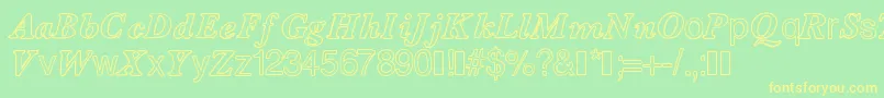 Contourdelettres Font – Yellow Fonts on Green Background