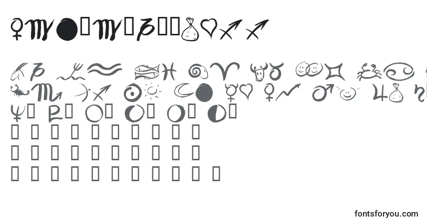 Czcionka Pinxitastroll – alfabet, cyfry, specjalne znaki