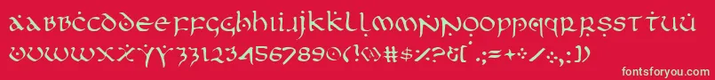 フォントFirstv2l – 赤い背景に緑の文字