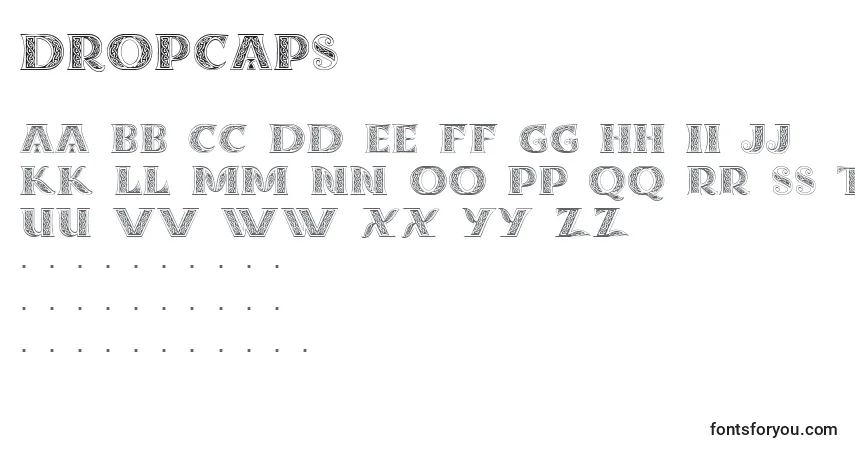 A fonte Dropcaps – alfabeto, números, caracteres especiais