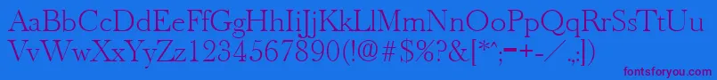 OldbaskervilleXlight Font – Purple Fonts on Blue Background
