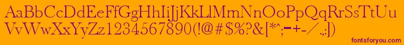 OldbaskervilleXlight Font – Purple Fonts on Orange Background