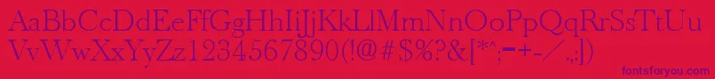 OldbaskervilleXlight Font – Purple Fonts on Red Background