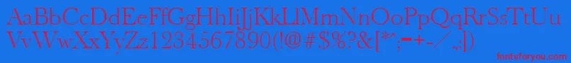 OldbaskervilleXlight Font – Red Fonts on Blue Background
