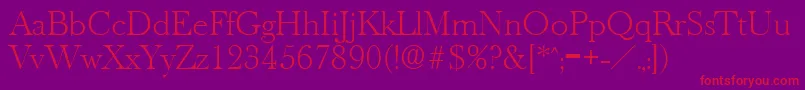 OldbaskervilleXlight Font – Red Fonts on Purple Background