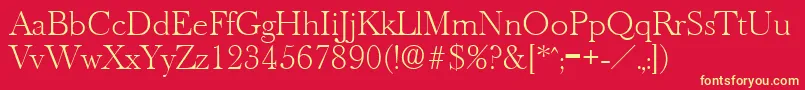 OldbaskervilleXlight Font – Yellow Fonts on Red Background