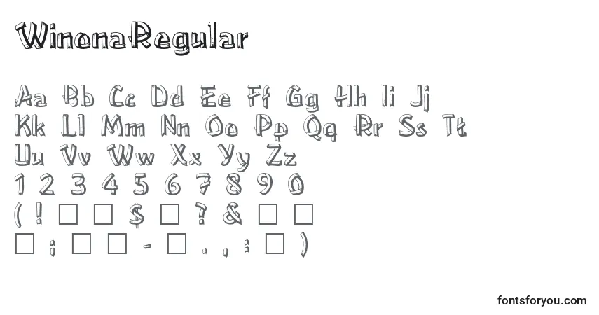 Schriftart WinonaRegular – Alphabet, Zahlen, spezielle Symbole