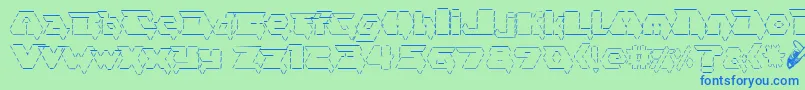 Asciid.Fontvir.Us-fontti – siniset fontit vihreällä taustalla