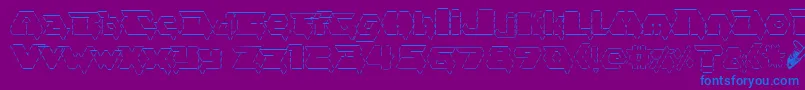 Asciid.Fontvir.Us-Schriftart – Blaue Schriften auf violettem Hintergrund