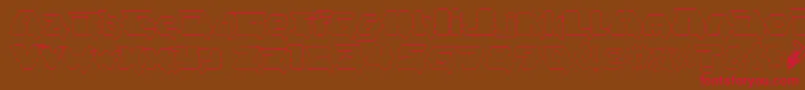 フォントAsciid.Fontvir.Us – 赤い文字が茶色の背景にあります。