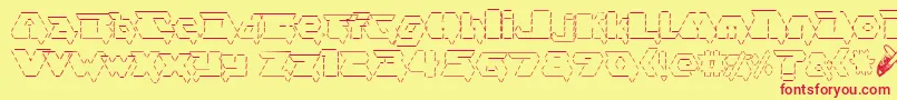 Czcionka Asciid.Fontvir.Us – czerwone czcionki na żółtym tle