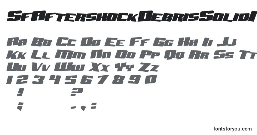 Шрифт SfAftershockDebrisSolidItalic – алфавит, цифры, специальные символы
