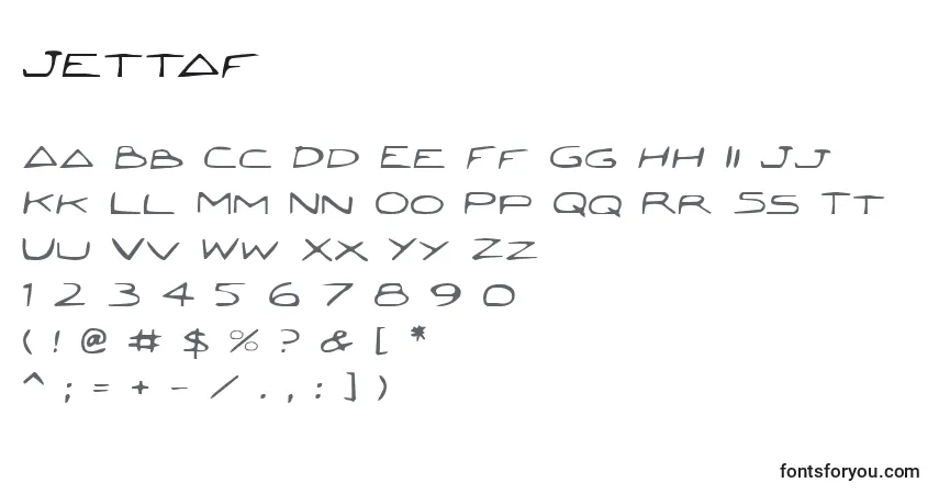 A fonte Jettaf – alfabeto, números, caracteres especiais