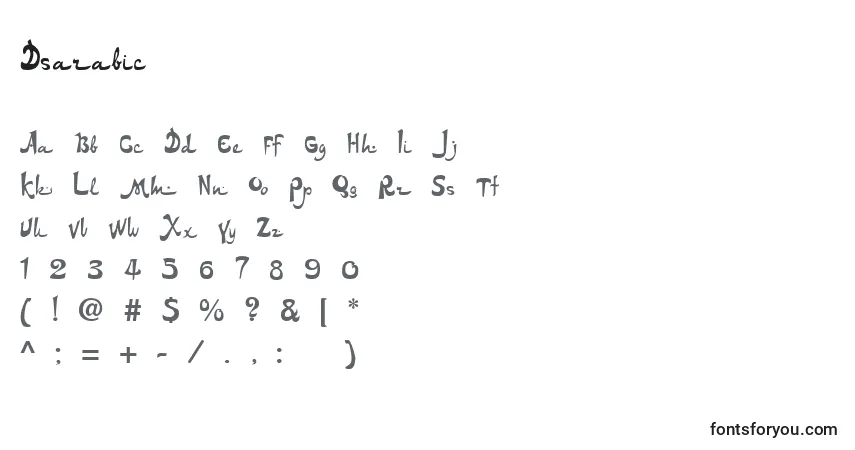 Czcionka Dsarabic – alfabet, cyfry, specjalne znaki
