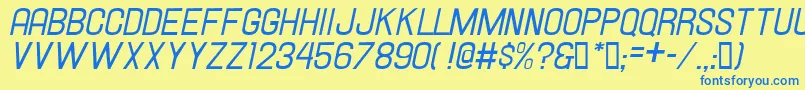 HallandaleItalicJl Font – Blue Fonts on Yellow Background