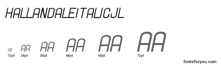 Размеры шрифта HallandaleItalicJl