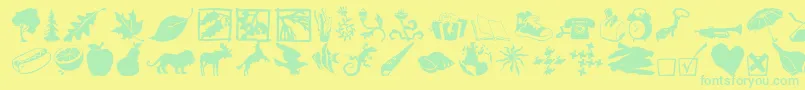 Fonte Dfincidentals – fontes verdes em um fundo amarelo