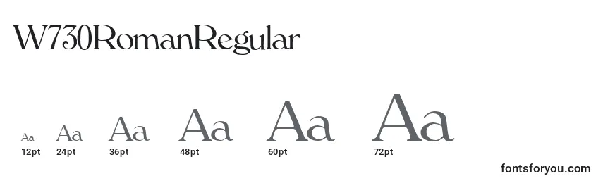 W730RomanRegular Font Sizes