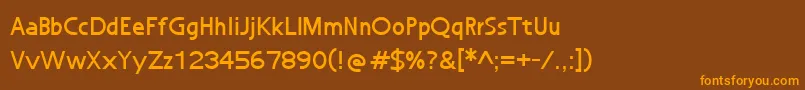 Saiba mais sobre a fonte NuWorld Fonte NuWorld – fontes laranjas em um fundo marrom