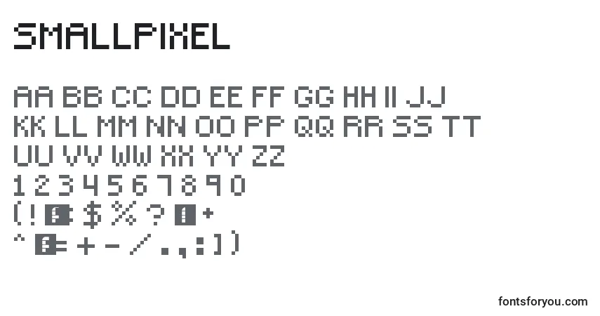 A fonte SmallPixel – alfabeto, números, caracteres especiais