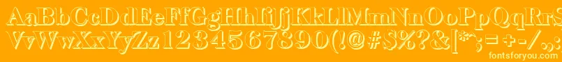 BaskervilleshadowHeavyRegular-Schriftart – Gelbe Schriften auf orangefarbenem Hintergrund