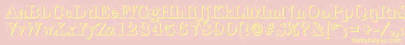 BaskervilleshadowHeavyRegular-Schriftart – Gelbe Schriften auf rosa Hintergrund