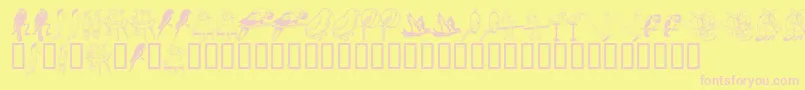 LcrParrotTalk-fontti – vaaleanpunaiset fontit keltaisella taustalla