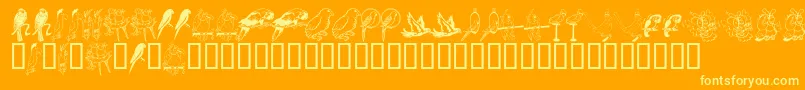 LcrParrotTalk-Schriftart – Gelbe Schriften auf orangefarbenem Hintergrund