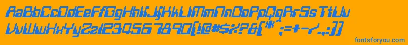 TwobitItalic-Schriftart – Blaue Schriften auf orangefarbenem Hintergrund