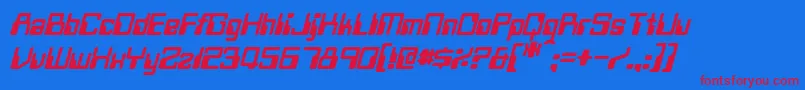 TwobitItalic Font – Red Fonts on Blue Background