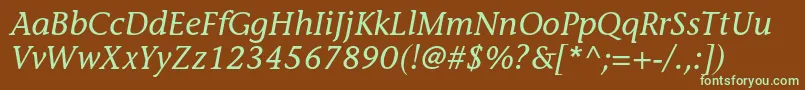 Шрифт StoneinformalstdMediumital – зелёные шрифты на коричневом фоне