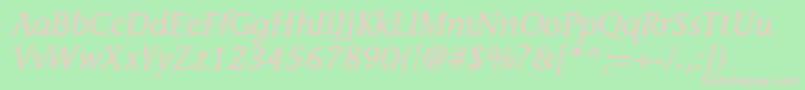 フォントStoneinformalstdMediumital – 緑の背景にピンクのフォント