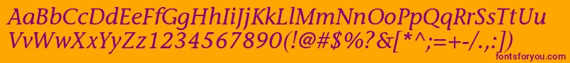 StoneinformalstdMediumital Font – Purple Fonts on Orange Background