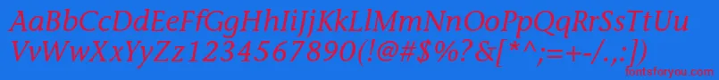 StoneinformalstdMediumital Font – Red Fonts on Blue Background