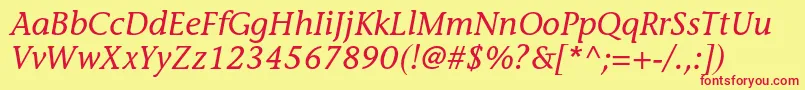 Шрифт StoneinformalstdMediumital – красные шрифты на жёлтом фоне