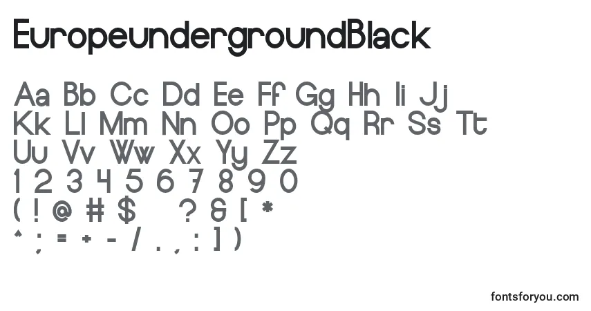 A fonte EuropeundergroundBlack – alfabeto, números, caracteres especiais
