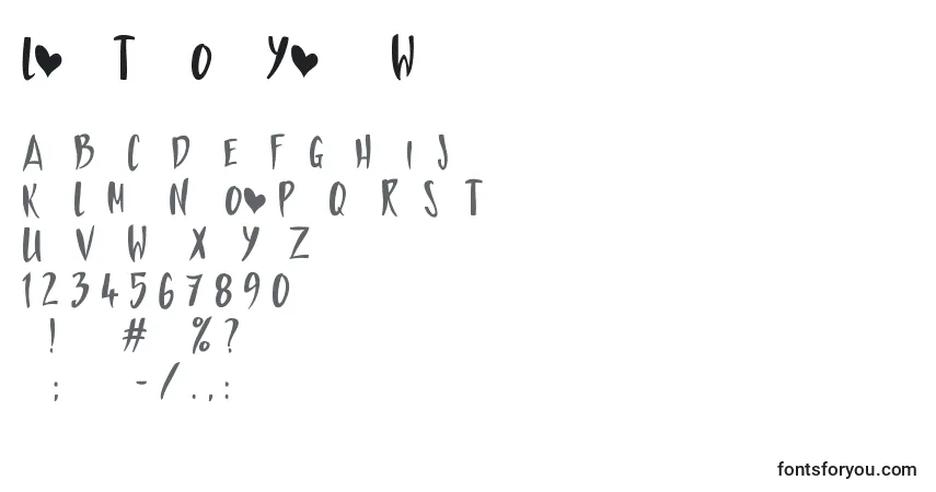 A fonte LoveTheOneYoureWith – alfabeto, números, caracteres especiais