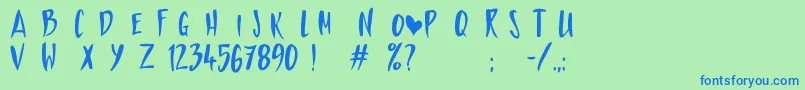 LoveTheOneYoureWith Font – Blue Fonts on Green Background