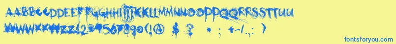 Fonte DkMothman – fontes azuis em um fundo amarelo