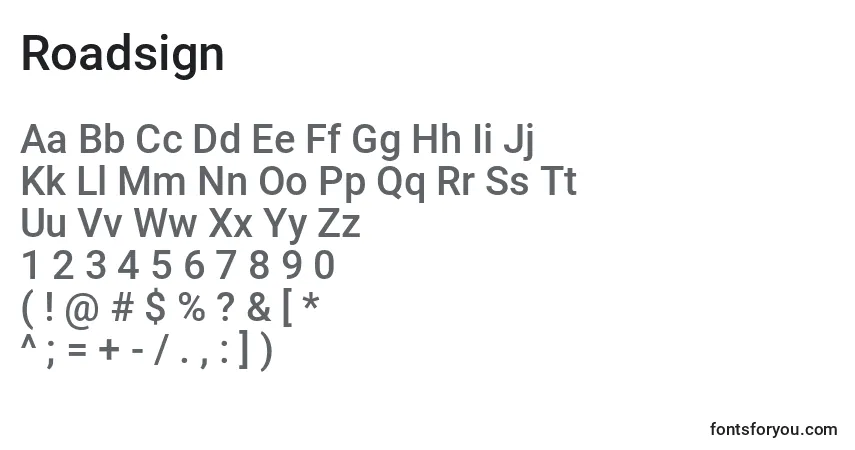 Шрифт Roadsign – алфавит, цифры, специальные символы
