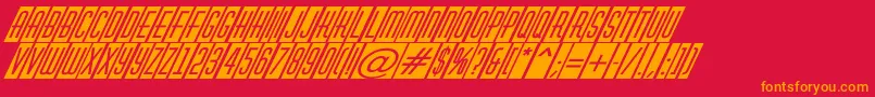 Police AHuxleycmvoblItalic – polices orange sur fond rouge