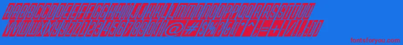 AHuxleycmvoblItalic Font – Red Fonts on Blue Background