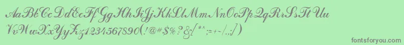 フォントCalligraphRegular – 緑の背景に灰色の文字