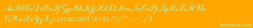 Weitere Informationen zur CalligraphRegular-Schriftart CalligraphRegular-Schriftart – Grüne Schriften auf orangefarbenem Hintergrund