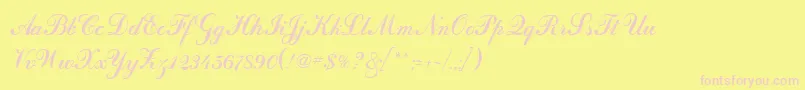 CalligraphRegular-fontti – vaaleanpunaiset fontit keltaisella taustalla