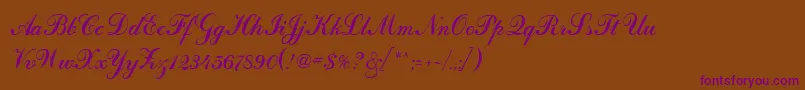 CalligraphRegular Font – Purple Fonts on Brown Background