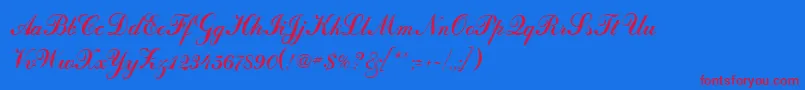 CalligraphRegular Font – Red Fonts on Blue Background