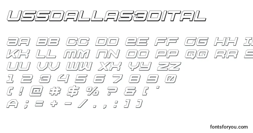 Ussdallas3Dital-fontti – aakkoset, numerot, erikoismerkit