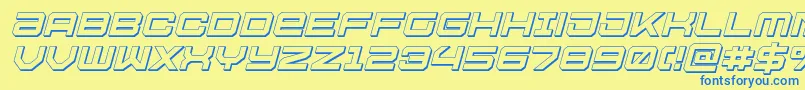 Ussdallas3Dital-Schriftart – Blaue Schriften auf gelbem Hintergrund